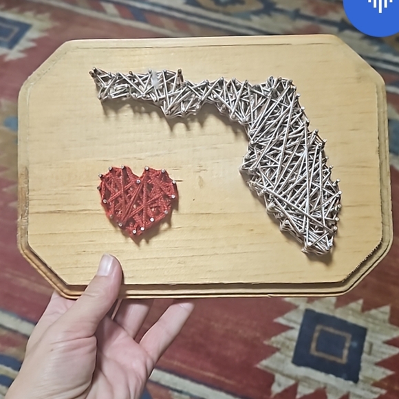 3/30 Custommade String Art on rough wood hanging plaque State of Florida - Picture 1 of 7